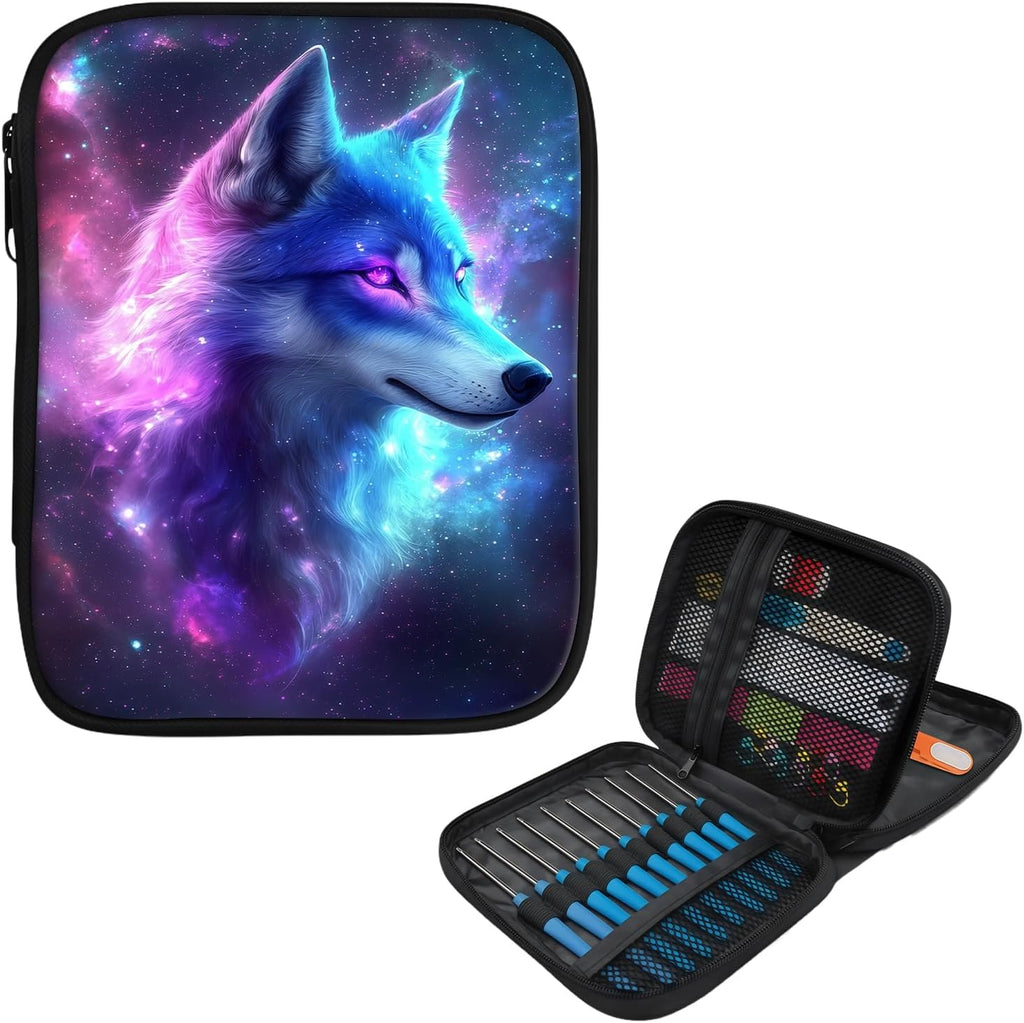 Cdkfxjy Empty Crochet Hook Case, Galaxy Wolf