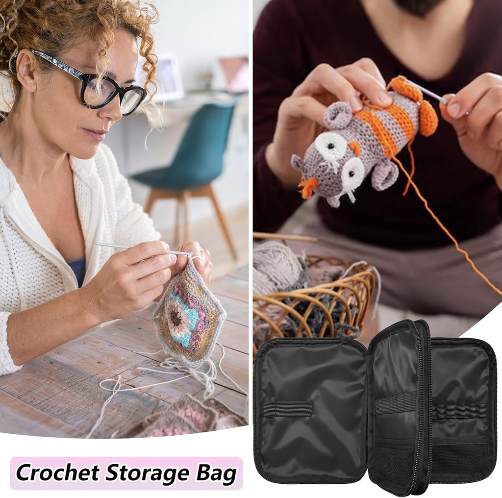 Crochet Hook Case Empty, Double Layer Zipper Knitting Needle Holder