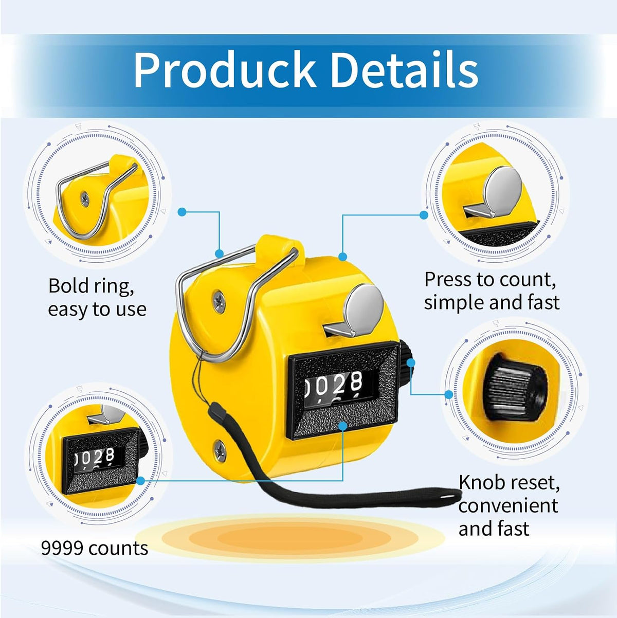 Handheld Clicker Counters - Golf Digital 4-Digit Baseball Finger Click