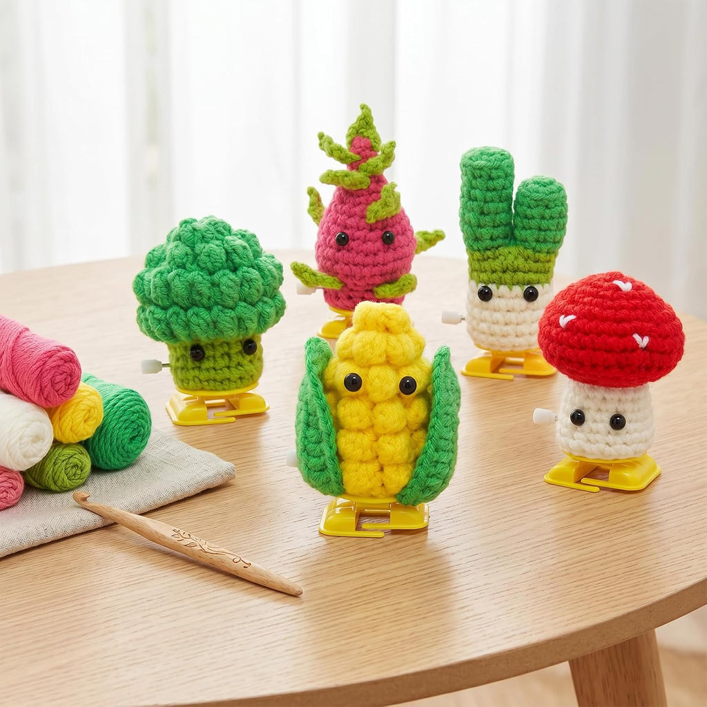 5Pcs Vegetable DIY Crochet Kit for Beginners Adults Birthday Gifts