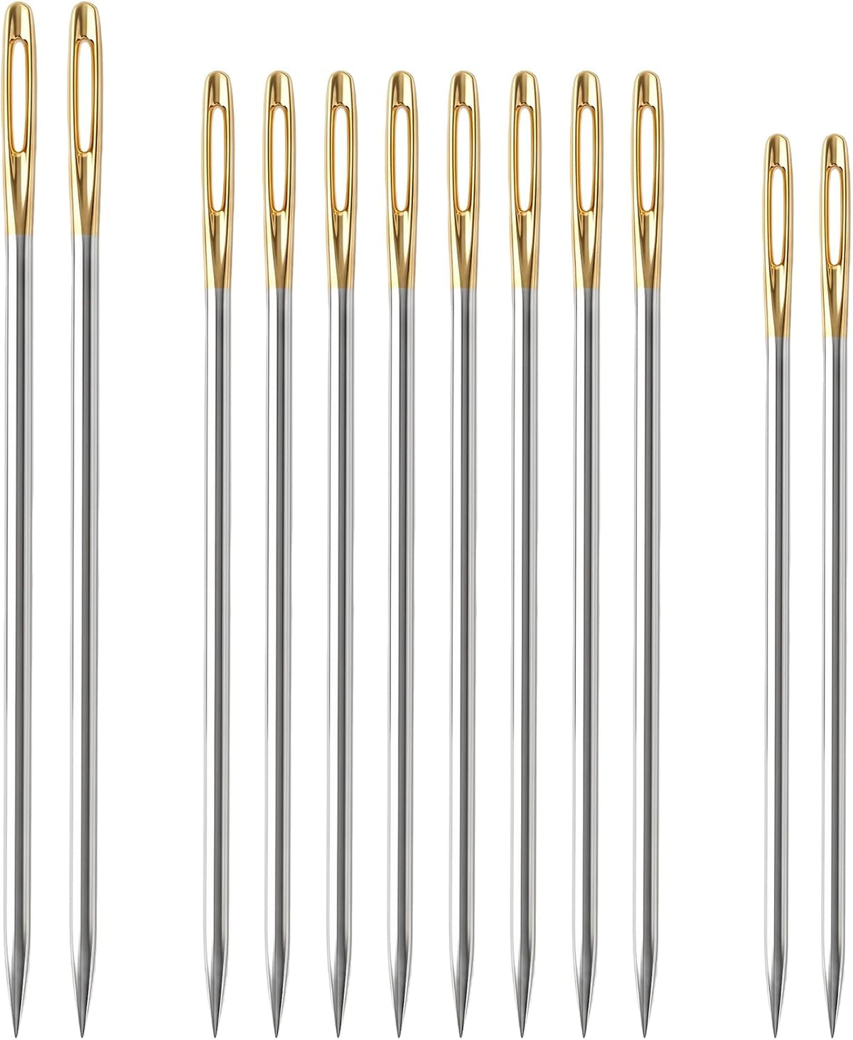 FOCMKEAS 12 Pack 3 Sizes Large Eye Hand Sewing Needles for Upholstery