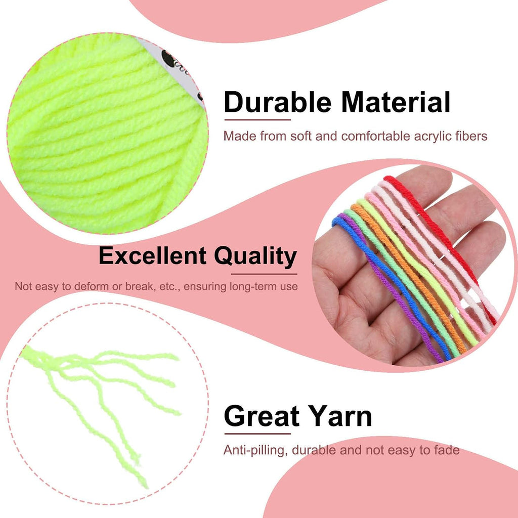 MECCANIXITY 2PCS Crocheting Yarn,Yellow 5 Ply Acrylic Yarn 100g Sport