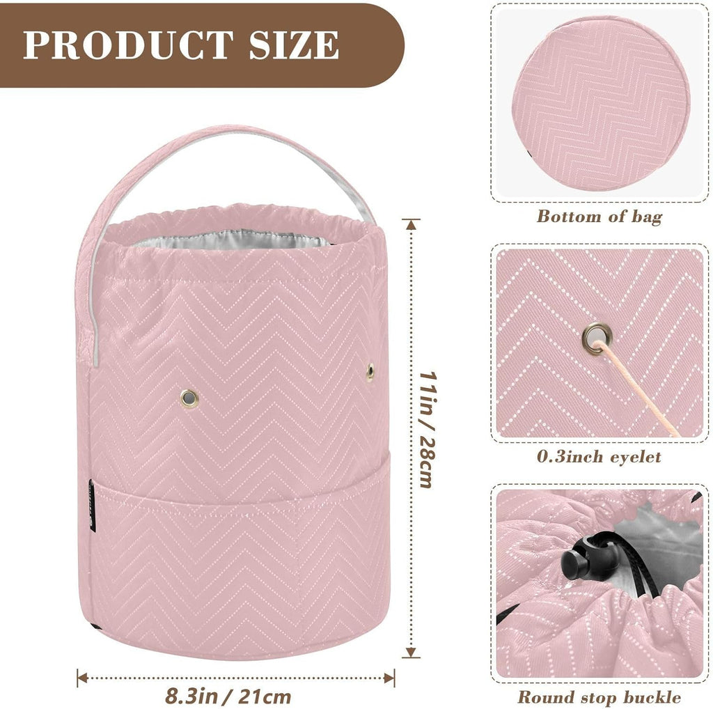 YETTASBIN Pink Solid Color Yarn Storage Bag, Large Crochet Knitting