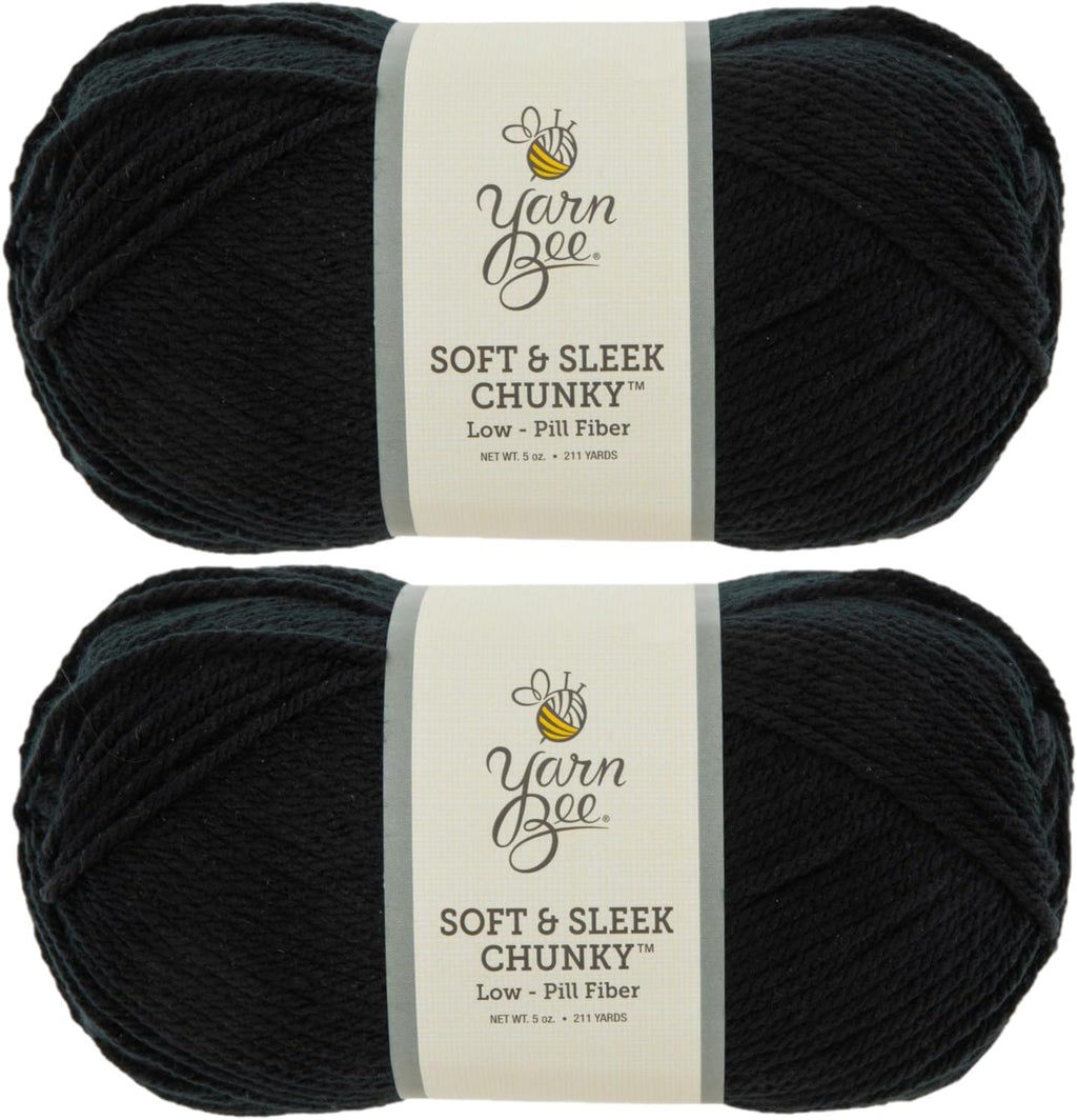 Hobby Lobby Yarn Bee Soft & Sleek Chunky Yarn, 1 Black, Set of 2