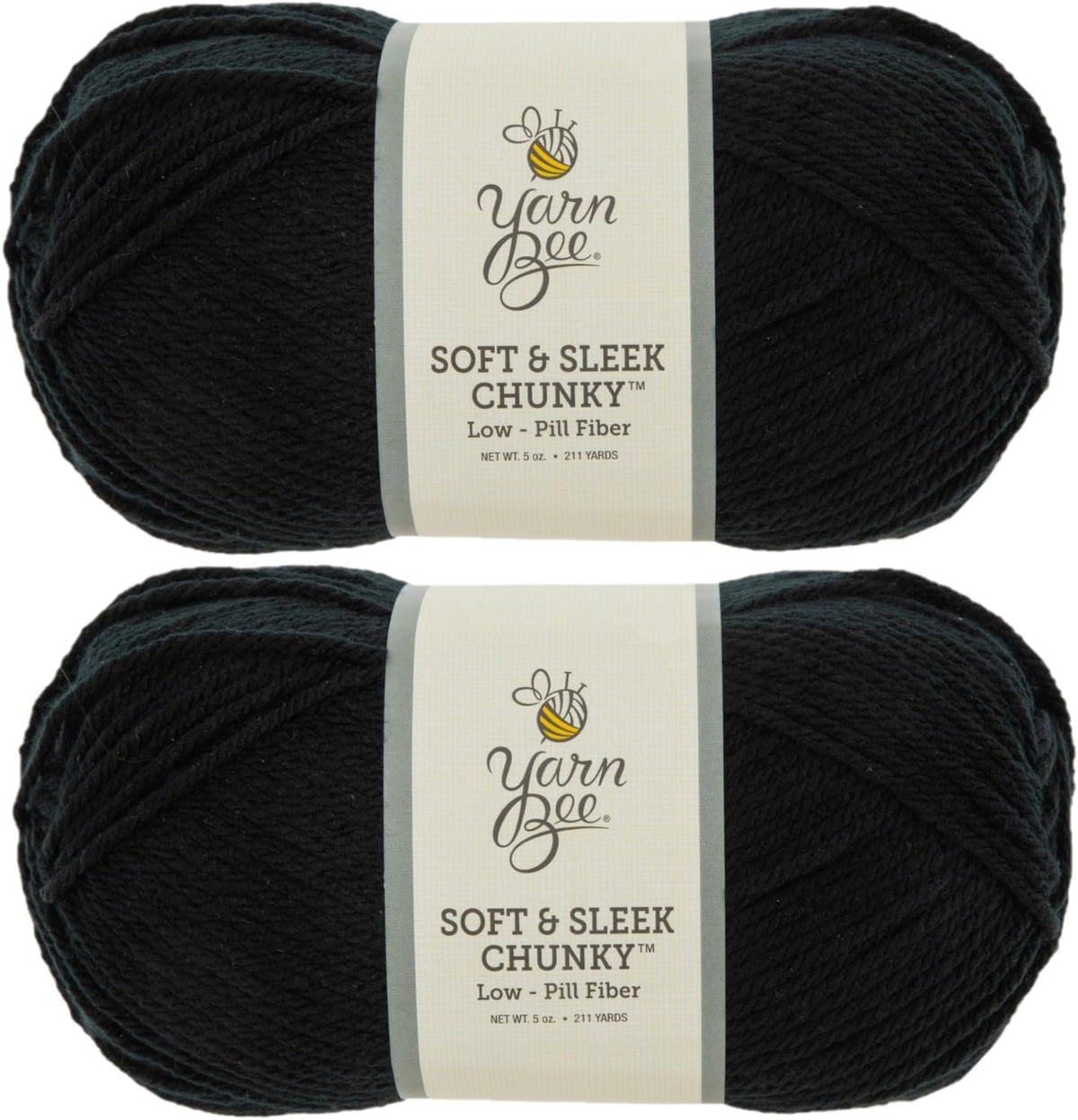 Hobby Lobby Yarn Bee Soft & Sleek Chunky Yarn, 1 Black, Set of 2