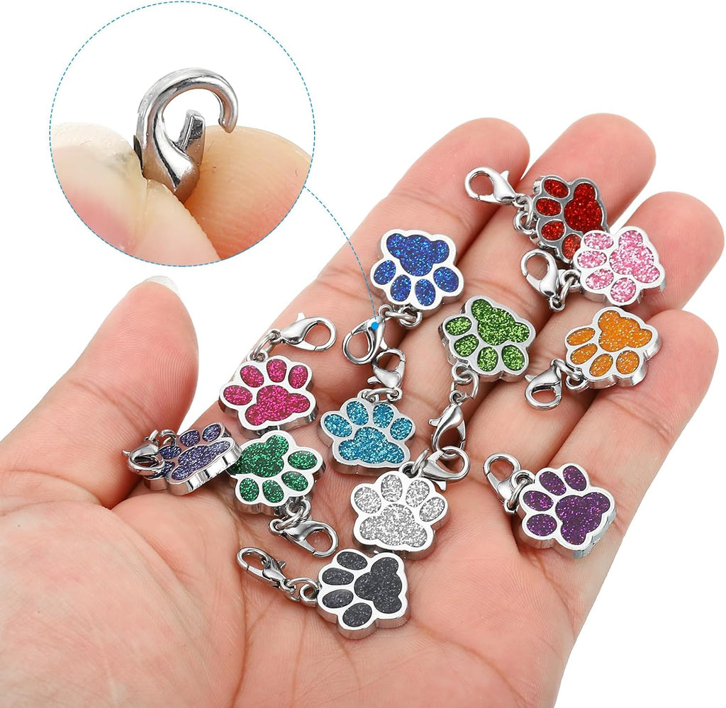 PATIKIL Dog Paw Crochet Stitch Markers, 12 Pack Metal Pendants Charm