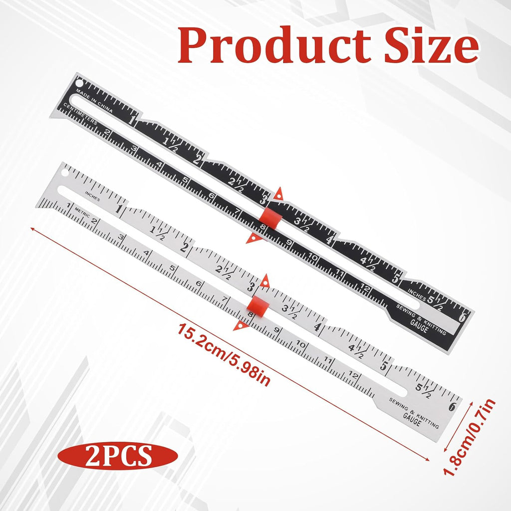 2Pcs Seam Gauge Hem Gauge for Sewing