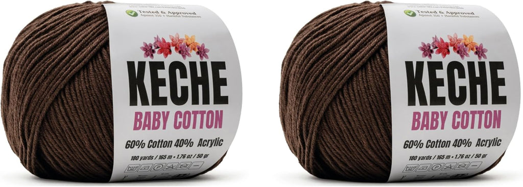 Keche Baby Cotton, 60% Cotton 40% Acrylic Yarn, Soft Cotton Yarn for