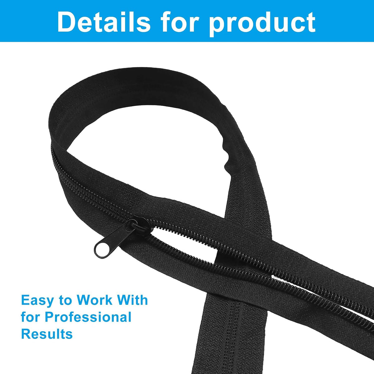 Kemcatui 10-Yard #5 Black Zipper Tape on a Roll
