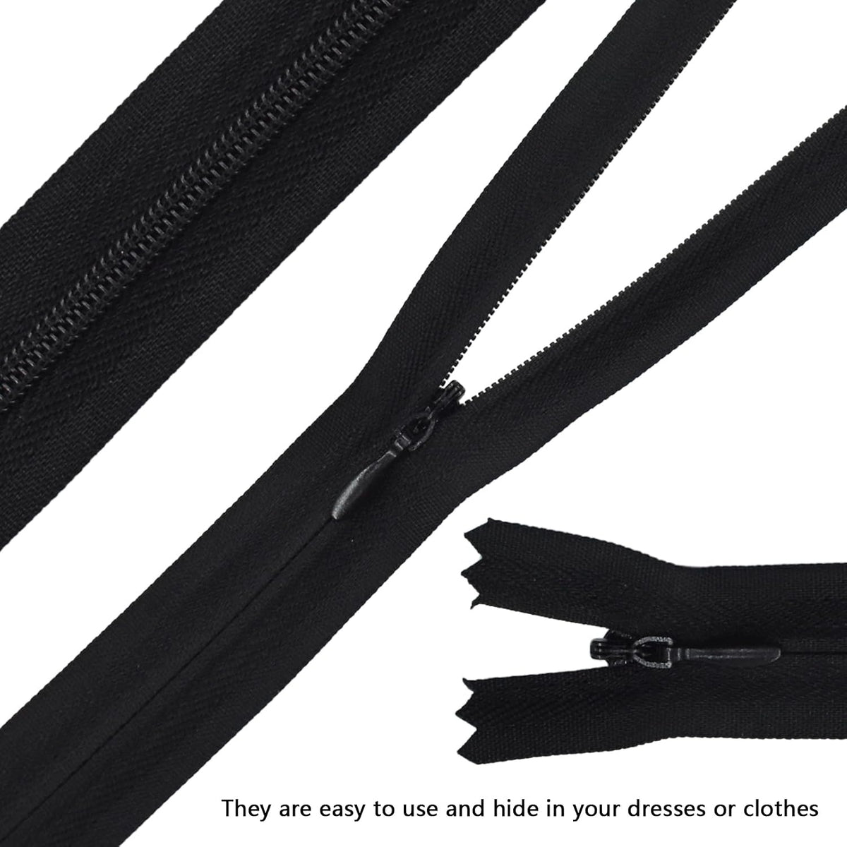 40pcs 21.5 Inch Nylon Invisible Zippers, Bulk Zippers Supplies for