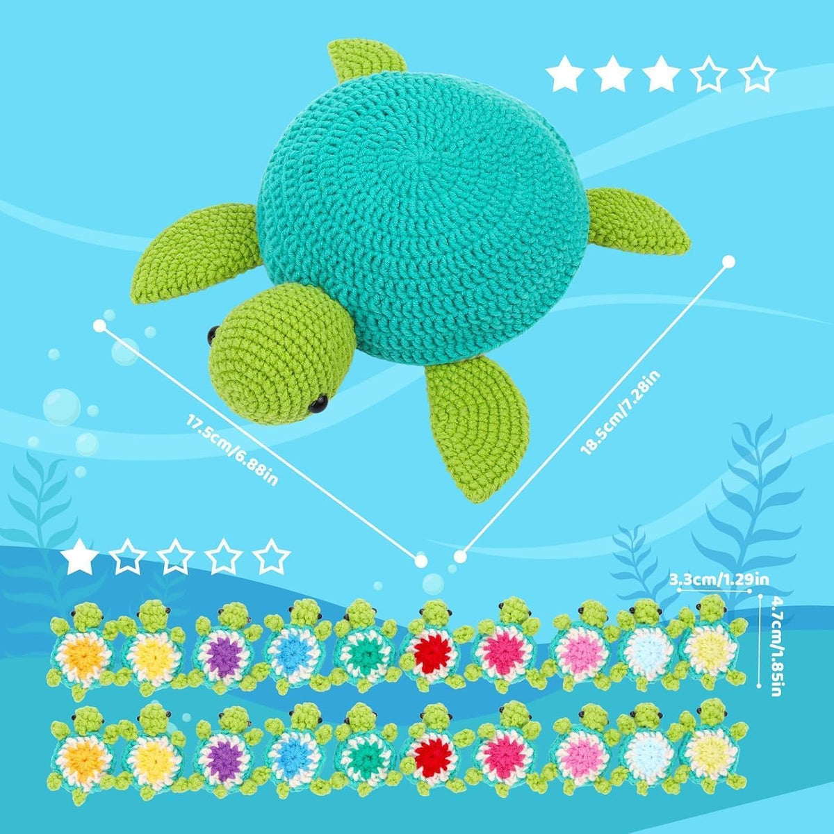 Crochet Kit for Beginners, 21 Pcs Turtles Crochet Animal Kit for