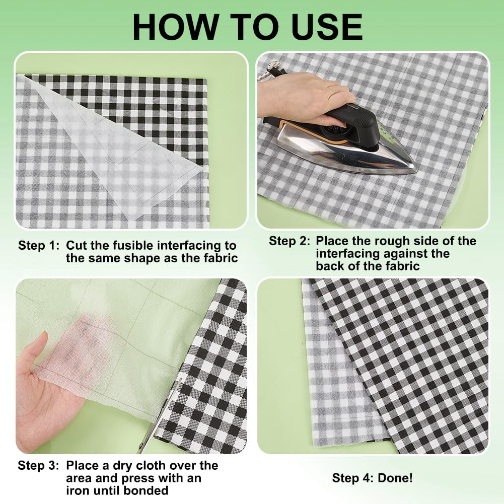 NBEADS 287.4x47.2 Inch Fusible Interfacing with Grid, 2.5x2.5 Inch