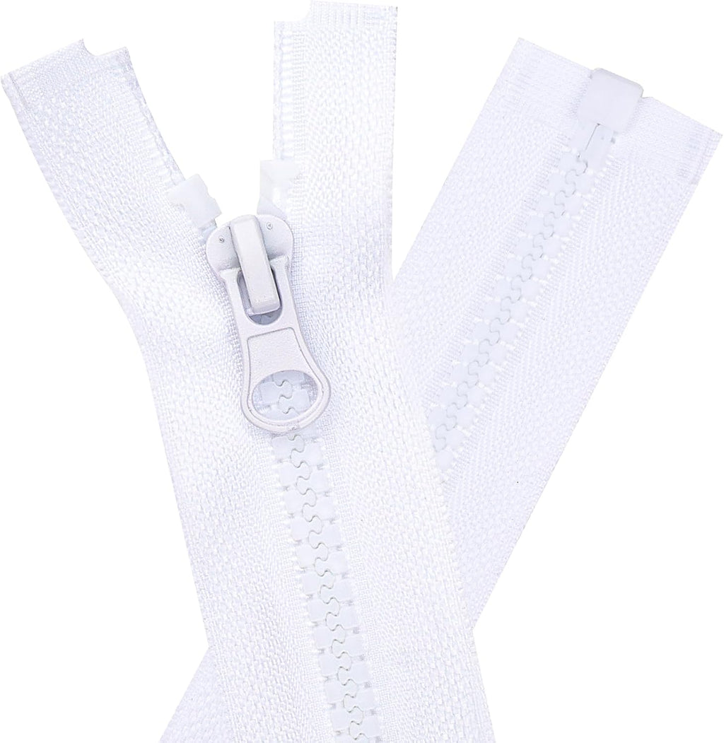 Separating Zippers for Sewing, DOITEM 60cm / 24 Inch White Zipper