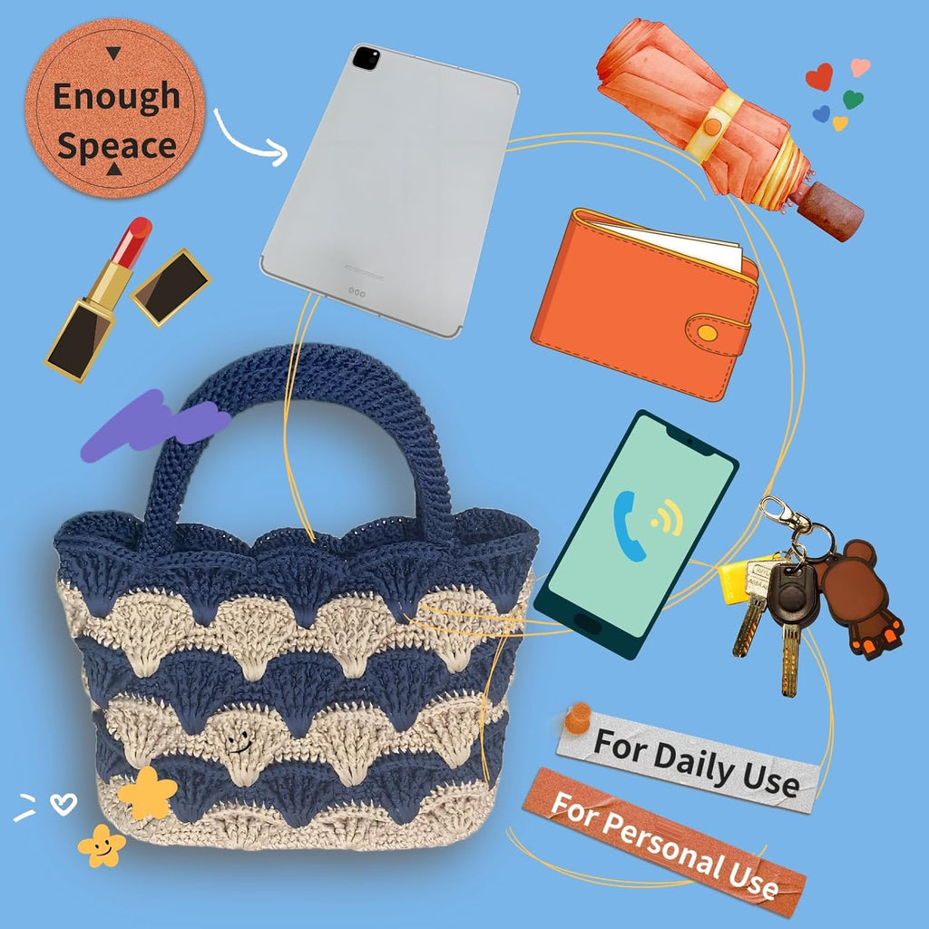 SHENJILL Tote Bag Crochet Kit for Beginners Two Color Crochet Kit with