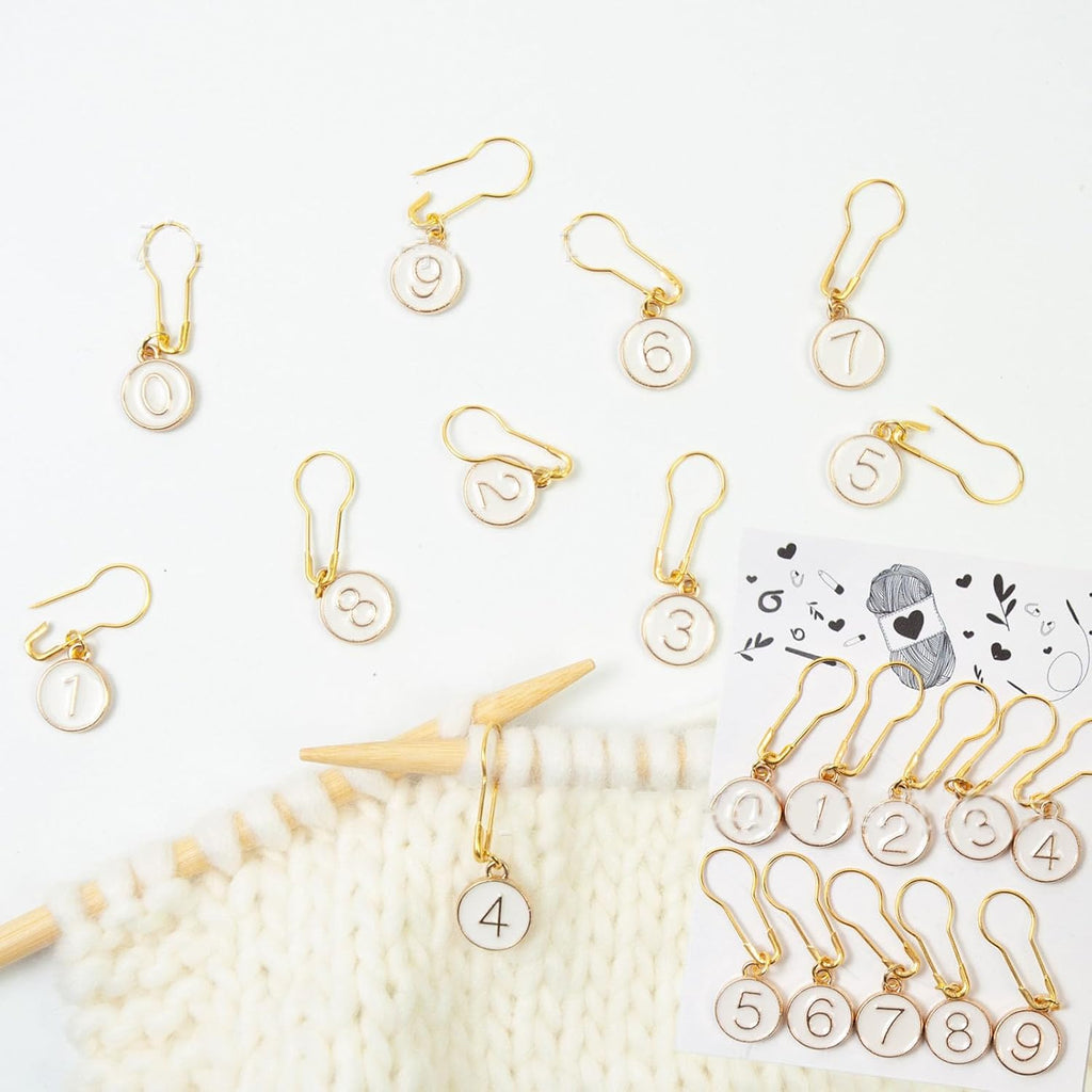 10 Pcs Number 0~9 Stitch Markers, Alloy Enamel Crochet Stitch Marker