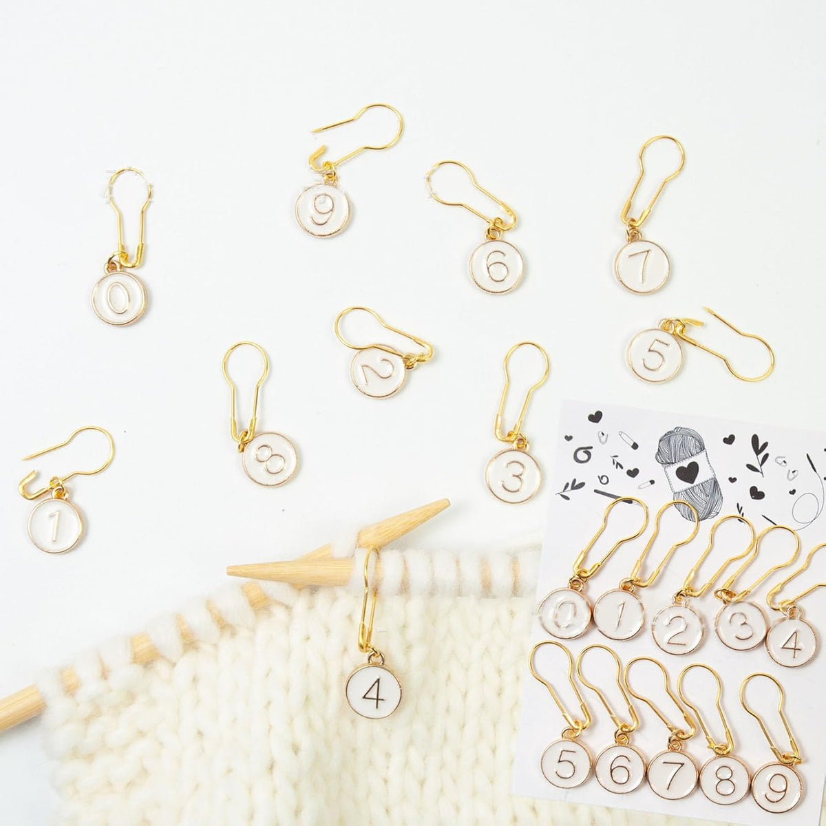 10 Pcs Number 0~9 Stitch Markers, Alloy Enamel Crochet Stitch Marker