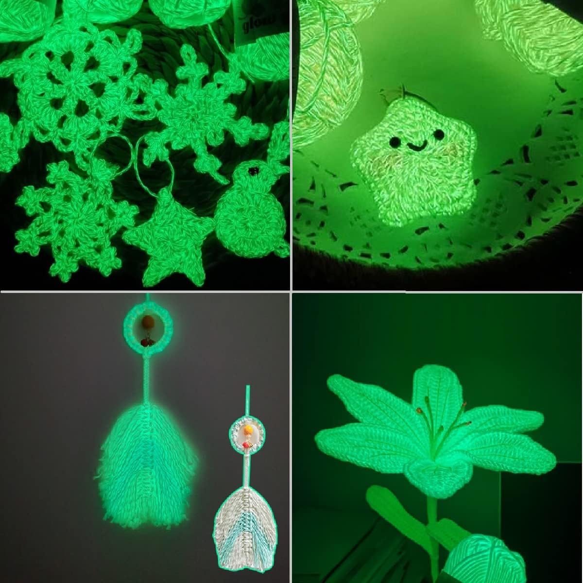 5 Rolls Glow in The Dark Yarn, 55 Yards Luminous Knitting Glowing