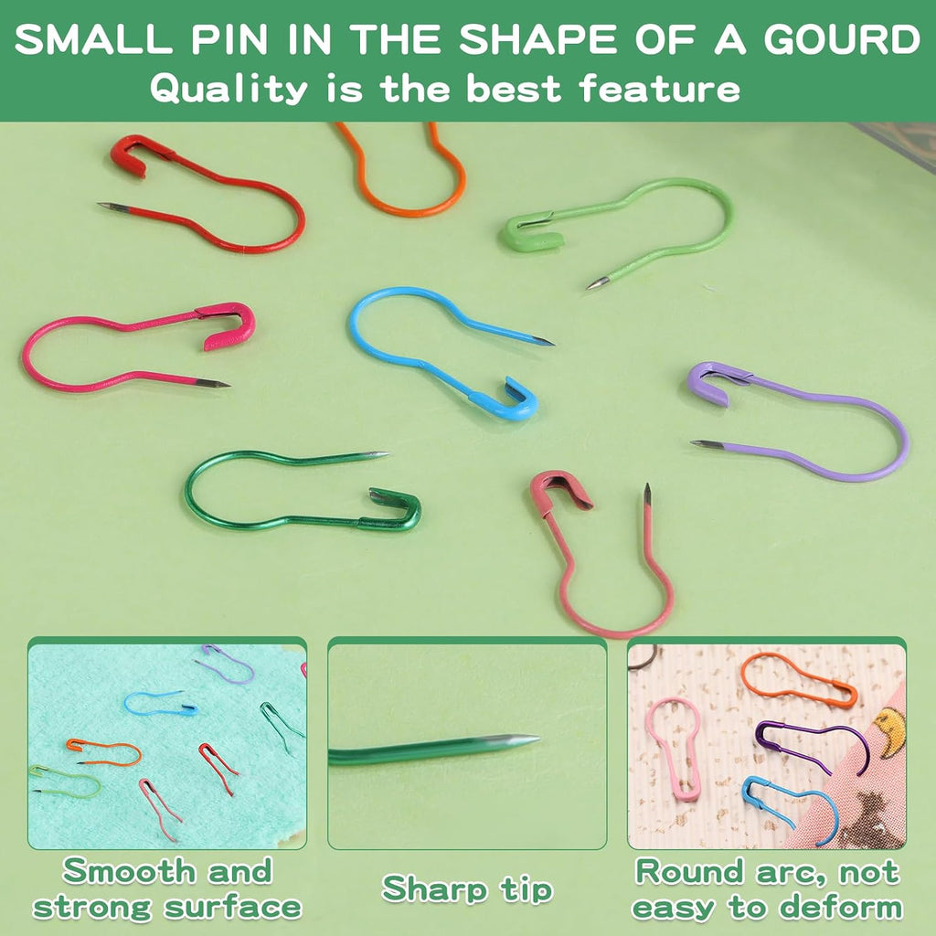 1200 Pcs 22 Colors Metal Stitch Markers, Bulb Gourd Safety Pins