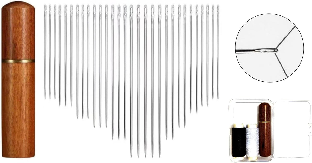 30 Pack Non Threading Sewing Needle Side Opening Sewing Needle with