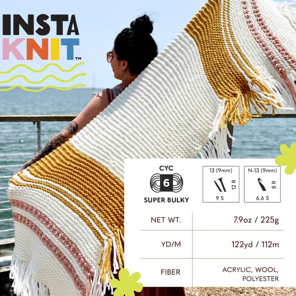 Lion Brand Yarn, InstaKnit Yarn, Creme De La Creme, Off White, 3 Pack