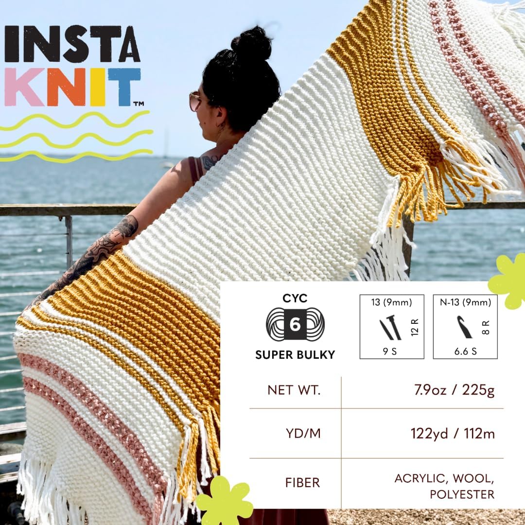 Lion Brand Yarn, InstaKnit Yarn, Creme De La Creme, Off White, 3 Pack