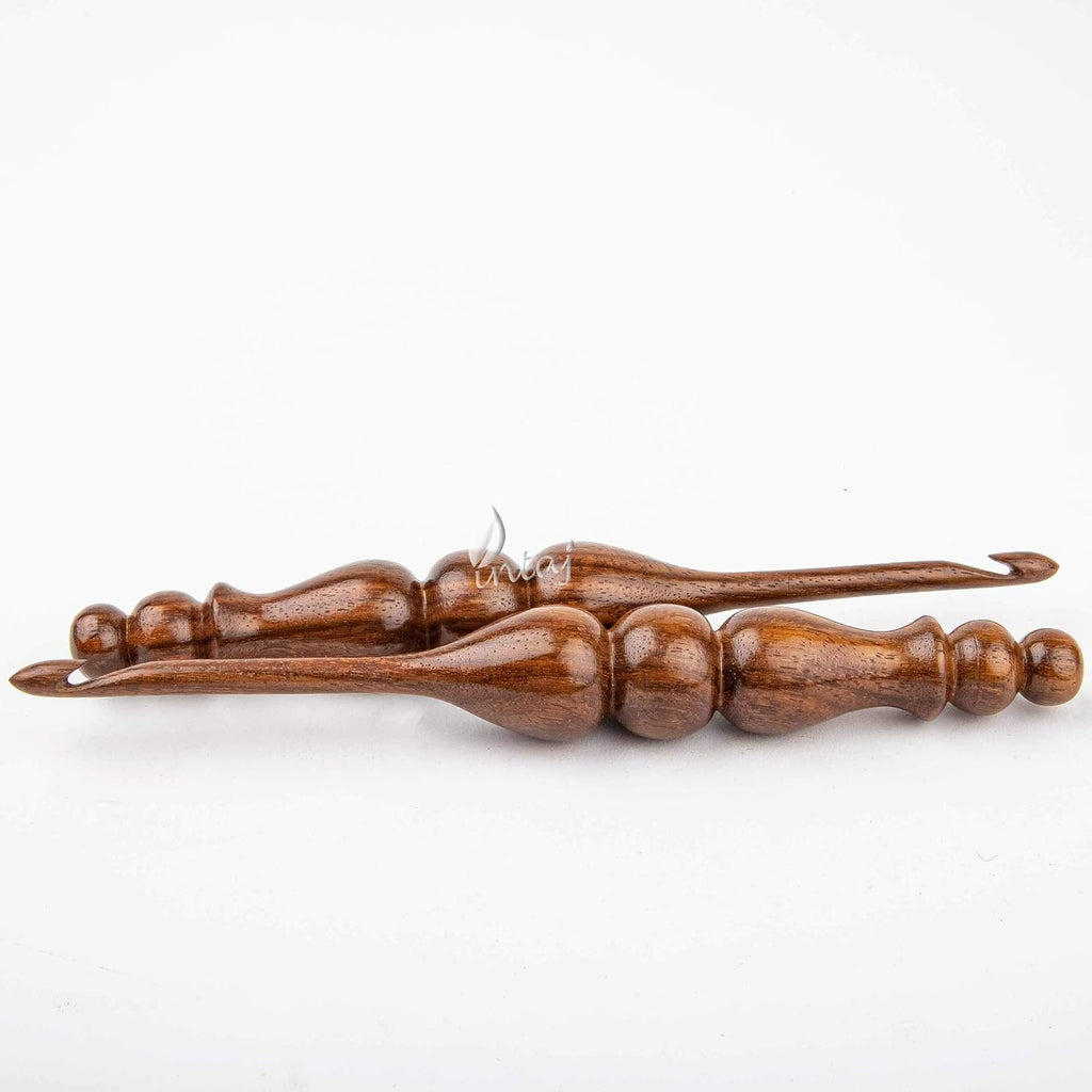 INTAJ Handmade Wooden Crochet Hook - Rosewood Needle Crochet Hooks Set