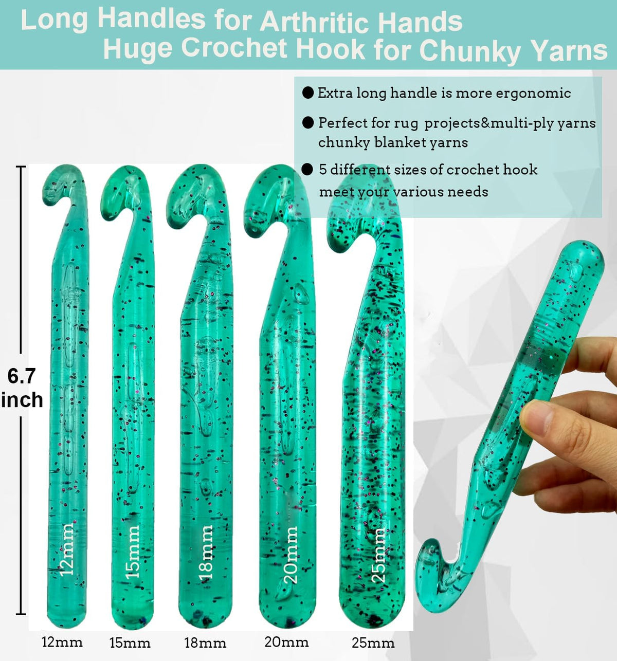 Weabetfu 25mm Large Crochet Hook,Huge Crochet Hooks for Chunky