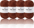NICEEC 4 Skeins Cotton Yarn Soft Baby Yarn- Caramel