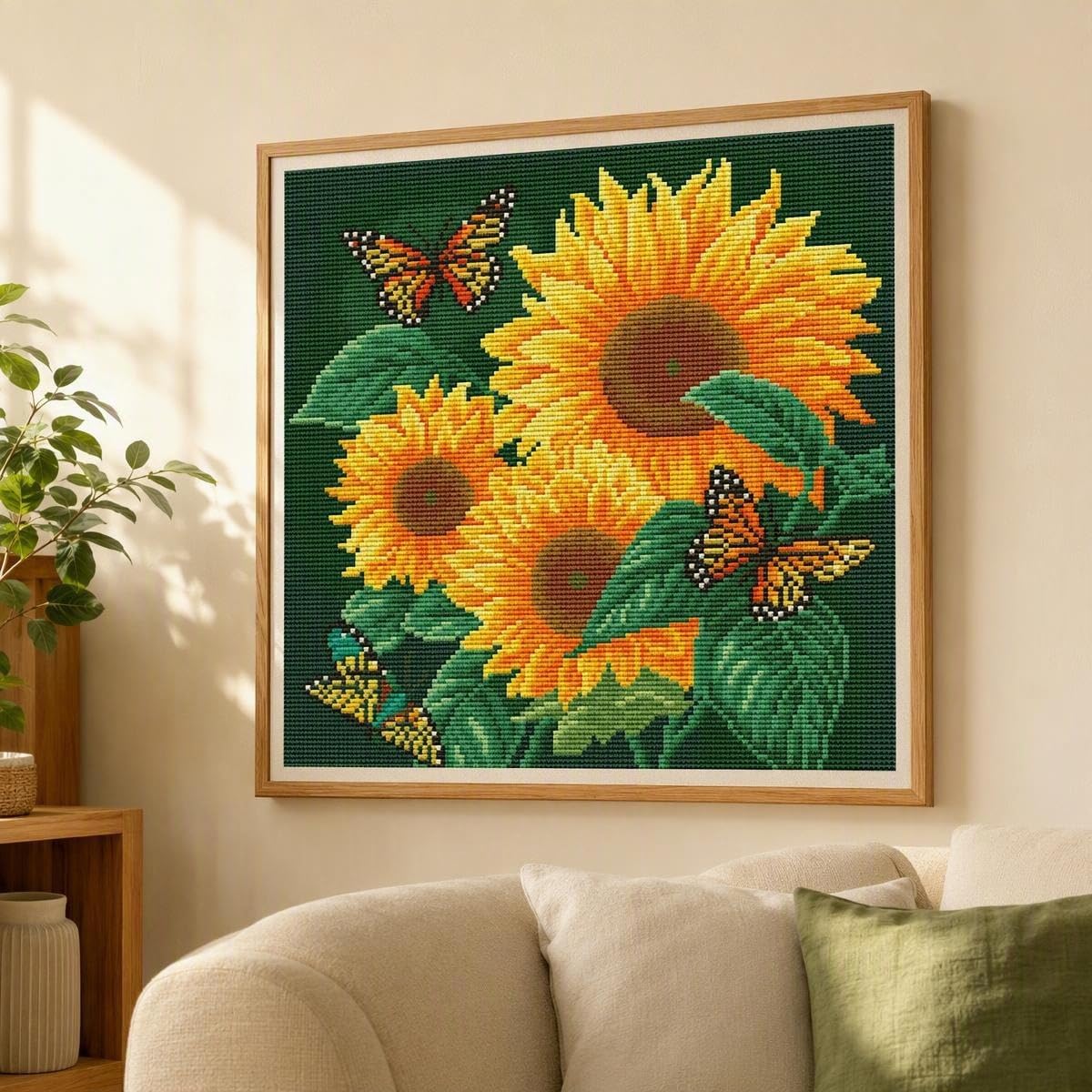 WUSARPLY Sunflowers Stamped Cross Stitch Kits for Beginners Adults