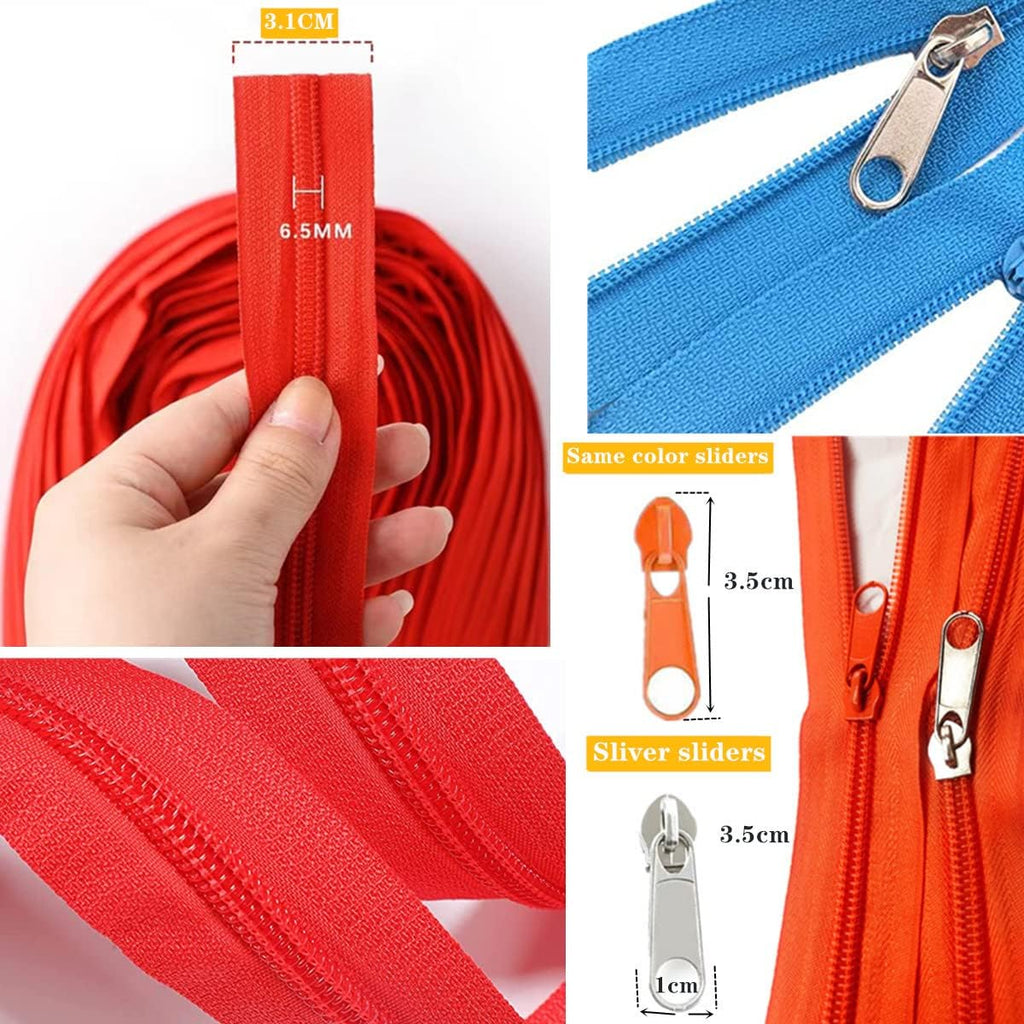 36 Yards 12Pieces #5 Zippers by the Yard for Sewing Nylon Coil Zippers