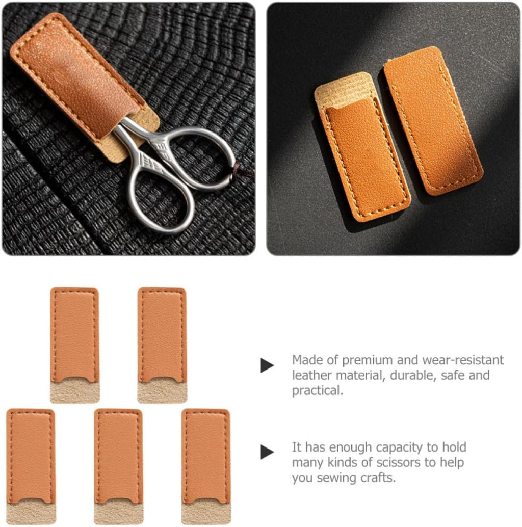 5Pcs Leather Scissor Sheaths, Protective Covers for Sewing Scissors