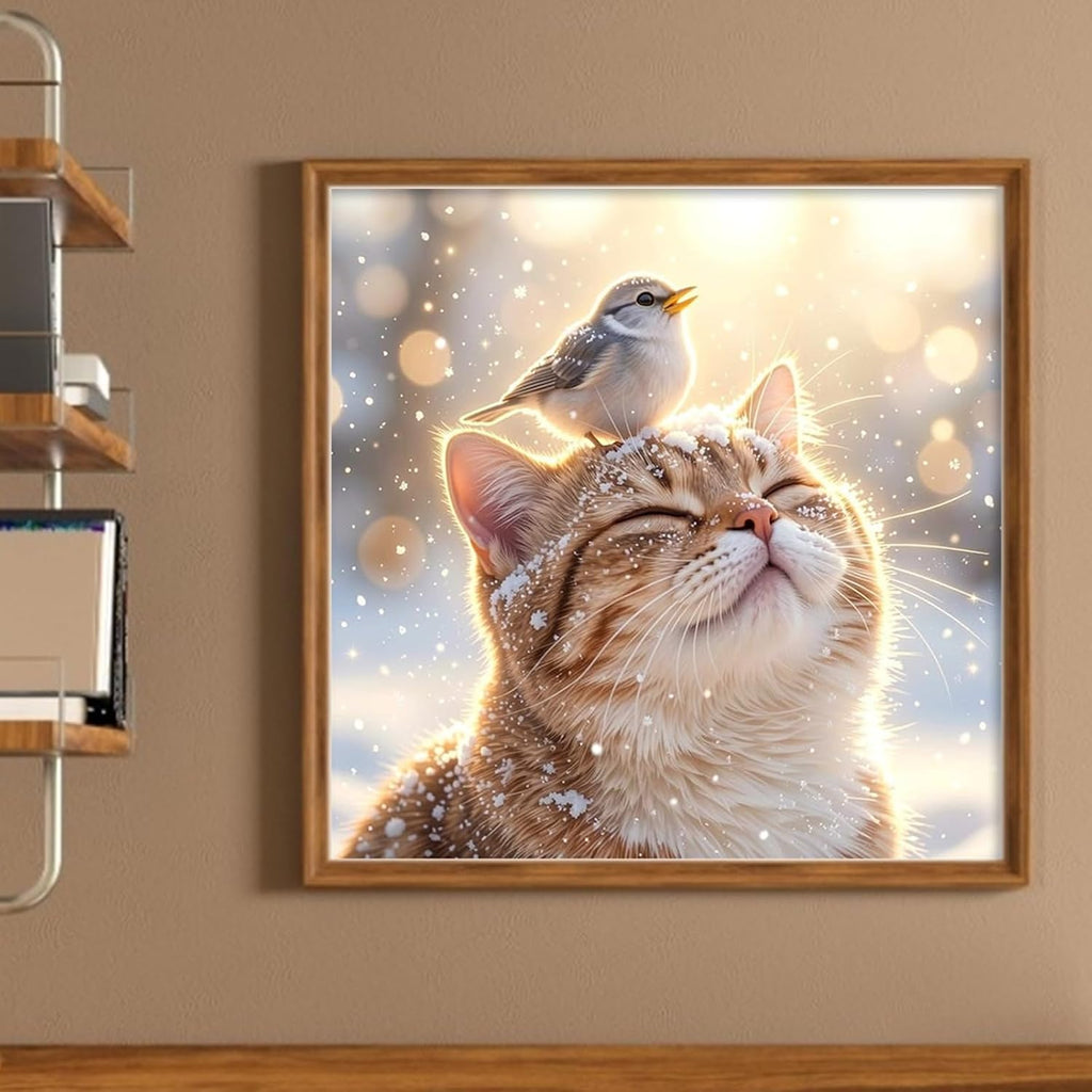 Cat with Little Bird Full 14CT 2 Strands DIY Counted Cross Stitch Kits