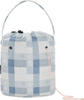 GuoChe Christmas Light Blue Snowflake Herringbone Crochet Yarn Bag