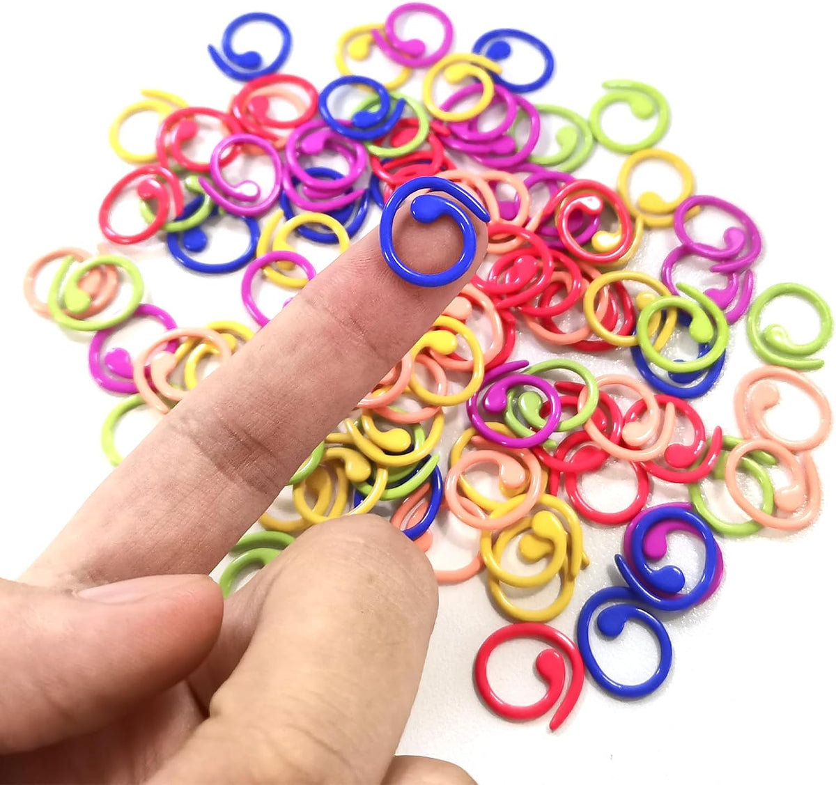 90Pcs Spiral Metal Colorful Crochet Stitch Markers,Metal Stitch