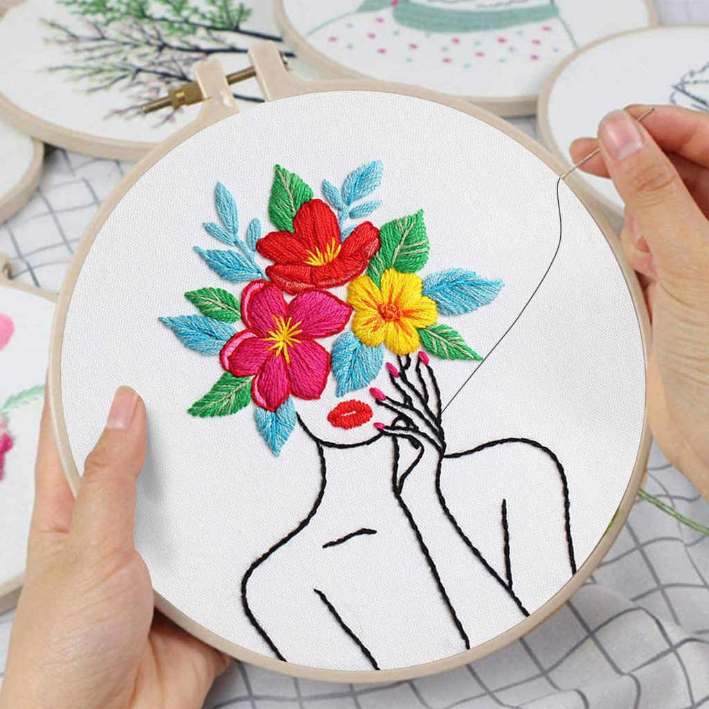 Louise Maelys Flower Woman Embroidery Kit for Beginners DIY Gift Set
