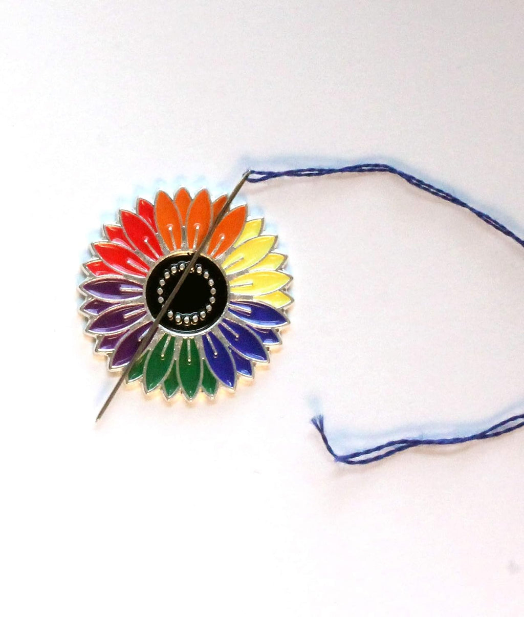 Rainbow Daisy with Black Center Magnetic Enamel Needle Minder
