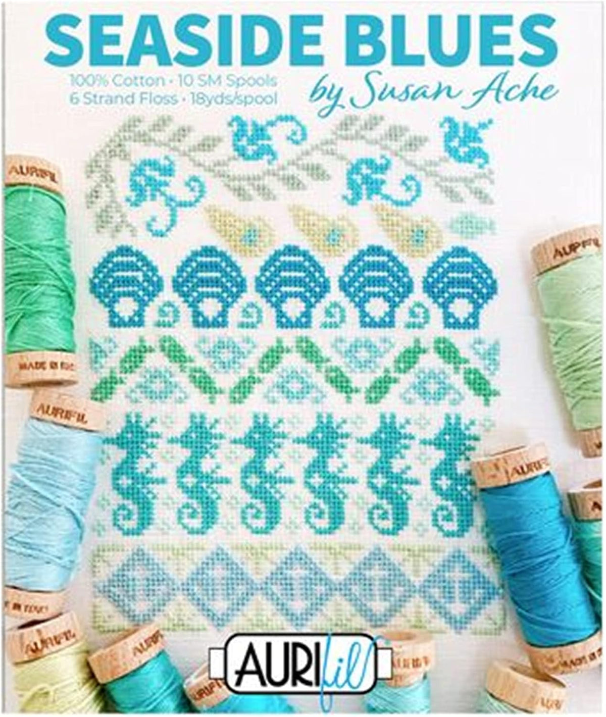Aurifil Susan Ache Seaside Blues Thread Set 10 sm spools 6 Strand