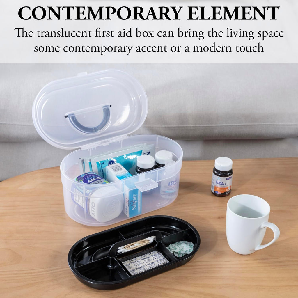 MyGift Clear Craft Storage Case with Tray, Portable Organizer Box