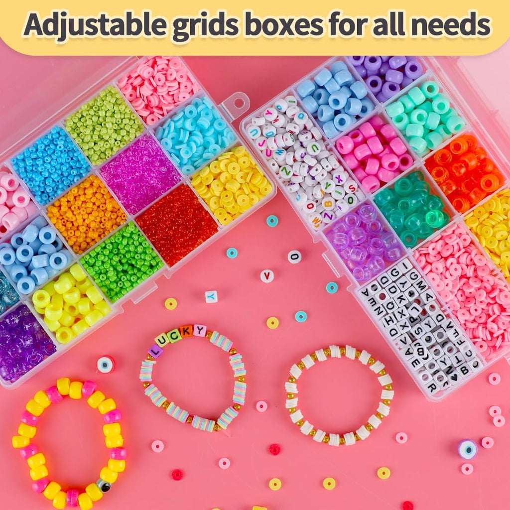 IOOLEEM Bead Organizer Box, 15 Grids 4 Pack Adjustable Dividers