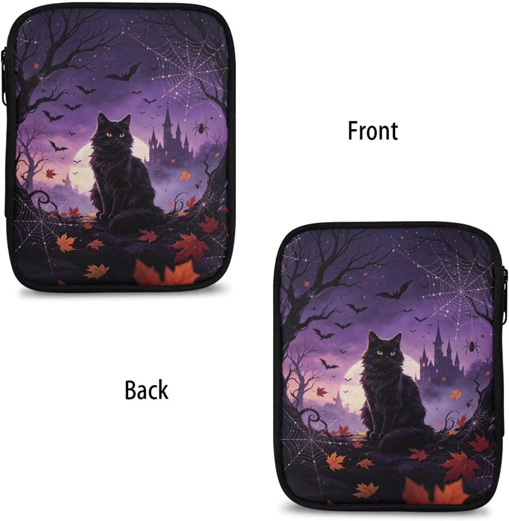 Hechitok Halloween Black Cat Empty Crochet Hook Case Portable Travel