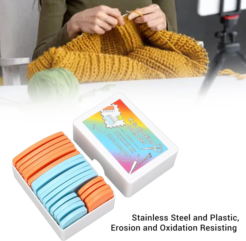 20Pcs Knit Blockers Pins Kit, Knit Blocking Comb, Color Knit Blockers