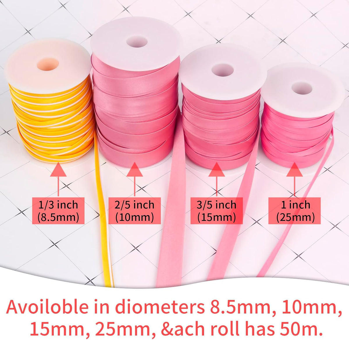 LEREATI Satin Bias Tape Double Fold 1 Inch x 55 Yards, Bias Tape for