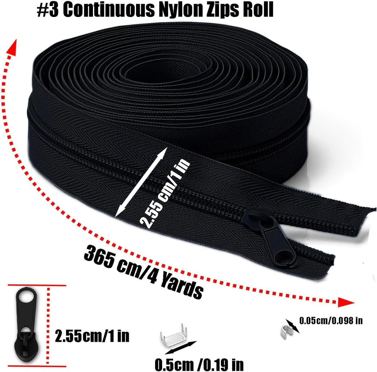 #3 Nylon Zipper Tape for Sewing:LHZHLE 4 Yard Continuous Purple Long