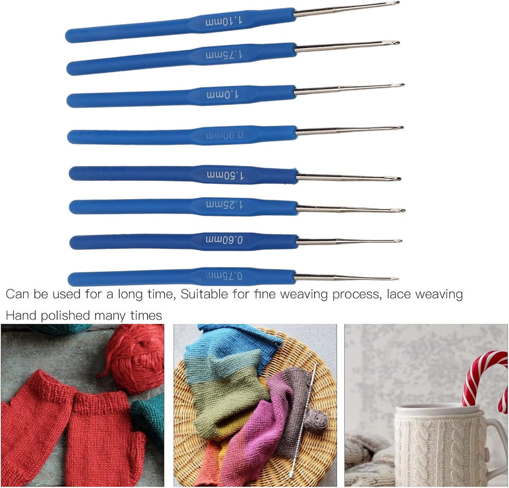 8 Pieces of Crochet Hooks DIY Yarn Weave Tools, Small Sizes 0.6mm to