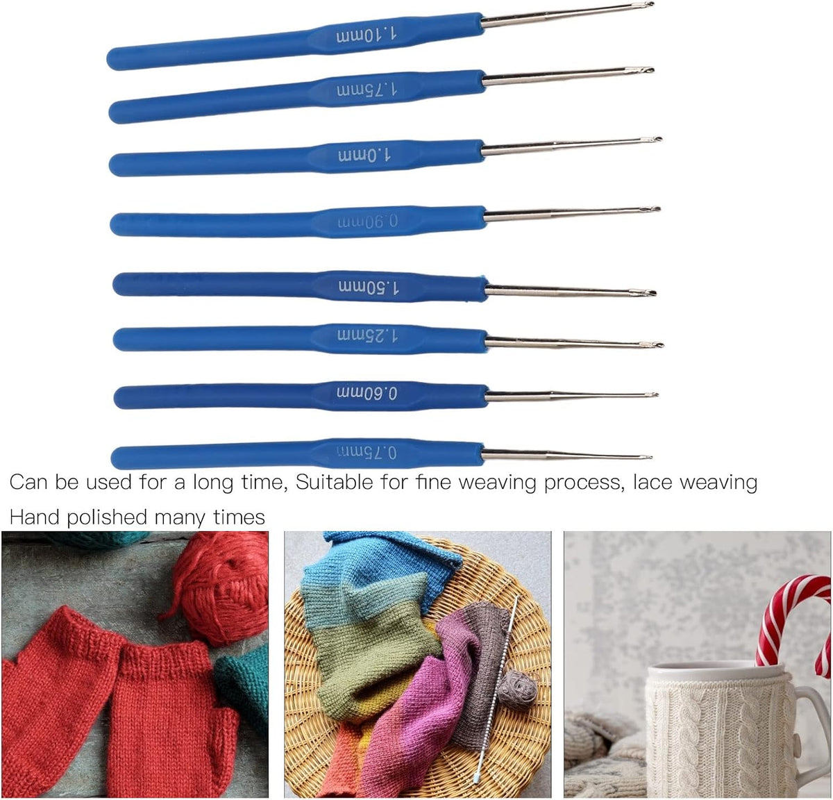8 Pieces of Crochet Hooks DIY Yarn Weave Tools, Small Sizes 0.6mm to