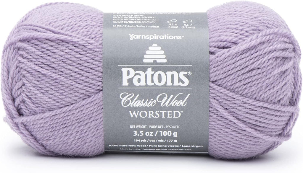 Patons Classic Wool Misty Lavender Yarn - 5 Pack of 3.5oz/100g - Wool