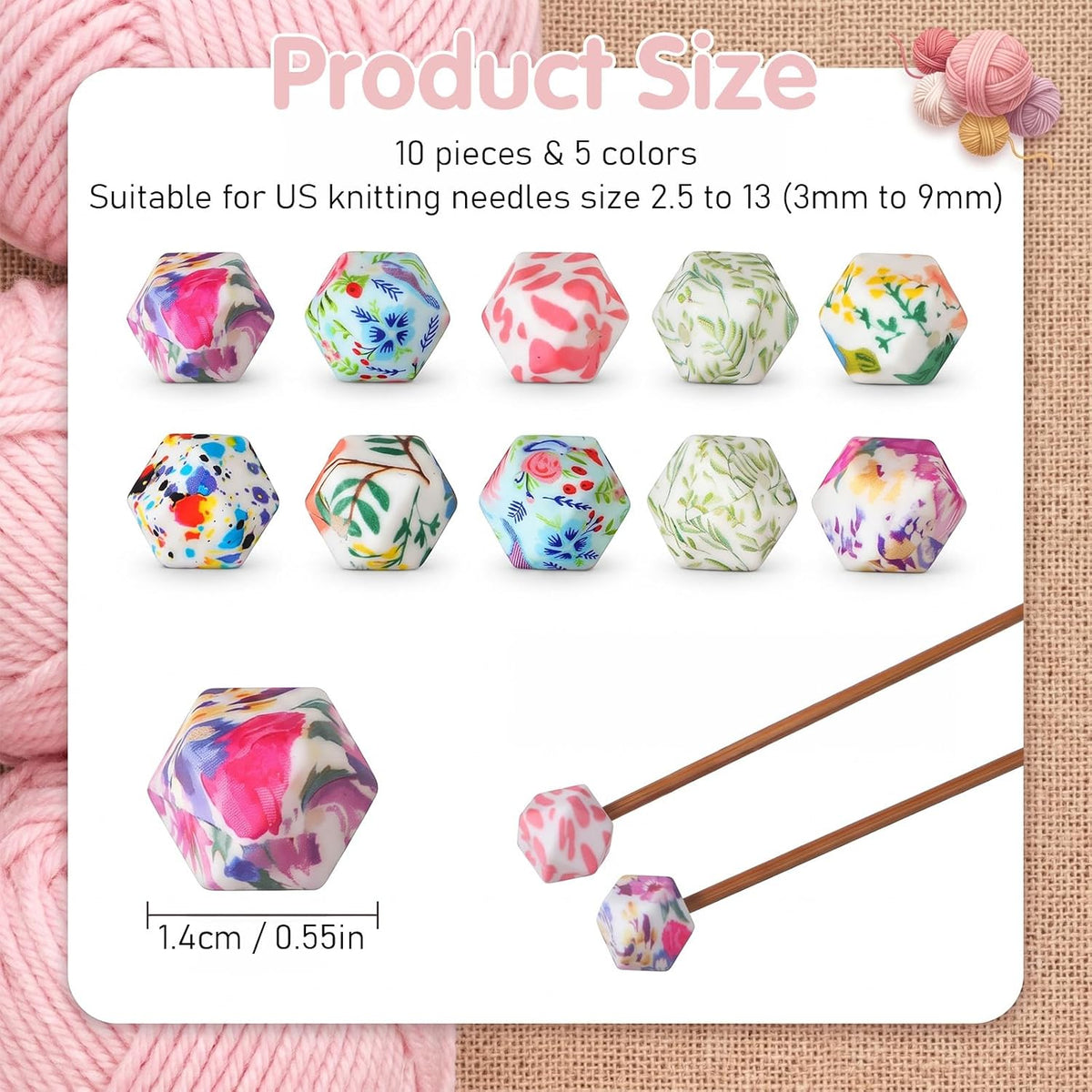 Mabor 10Pcs Knitting Needle Stoppers, Knitting Needle Point Protectors