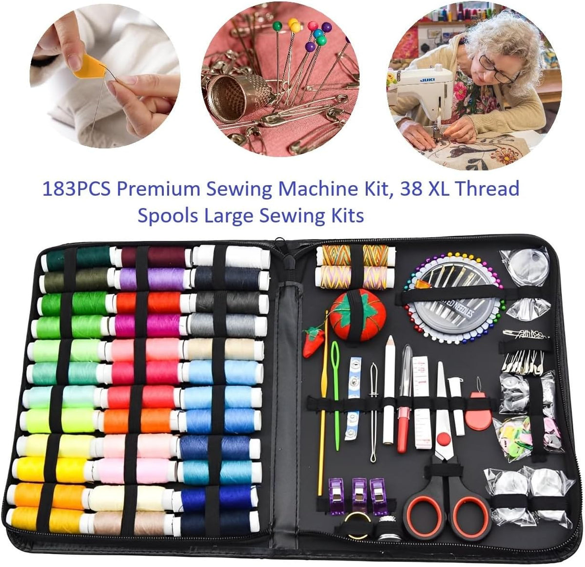 Sewing Machine Kit, 183PCS, Medium Sewing Kits for Adults, College