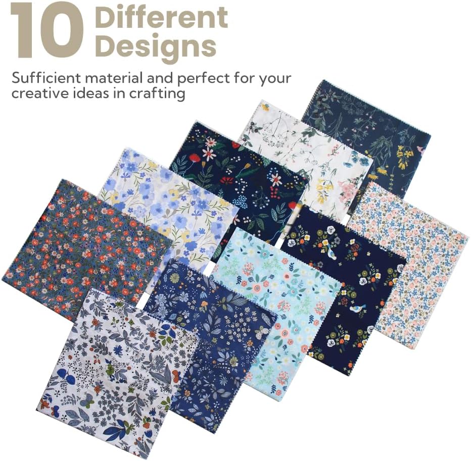 Fat Quarters Fabric Bundles, 10 Pcs 100% Cotton 18” x 20” (45cmx50cm)