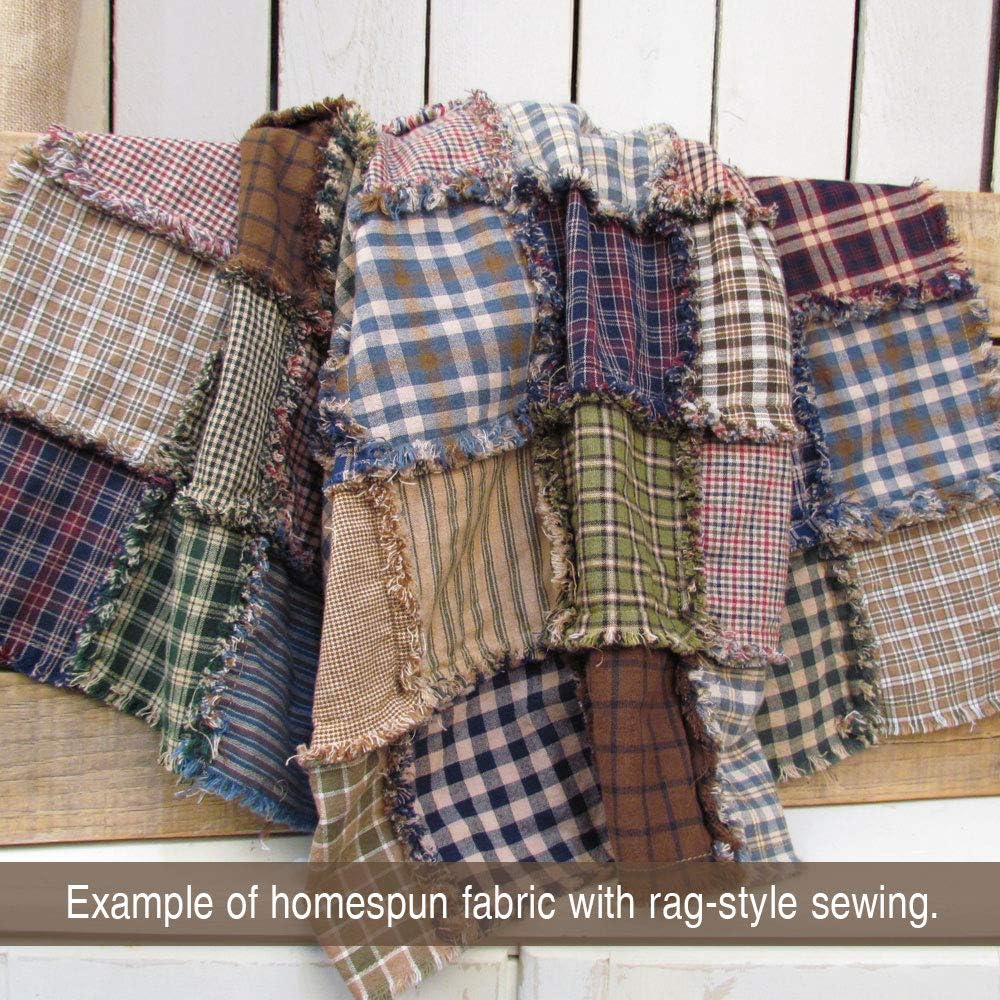 40 Primitive Charm Pack, 5 inch Precut Cotton Homespun Assorted Fabric